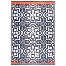 Blue, White and Orange Lightweight Rug (5' x 7')"