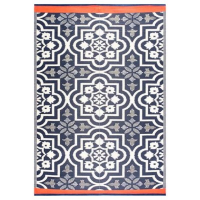 Blue, White and Orange Lightweight Rug (5' x 7')"