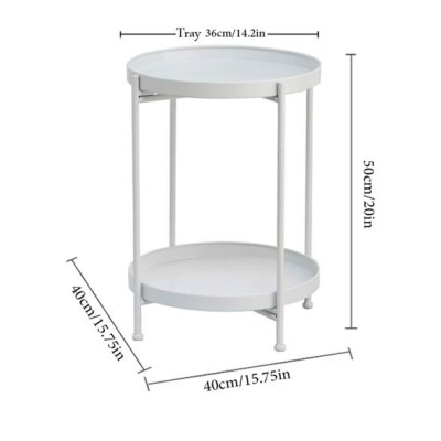 Iron Mini Table White Double Tray