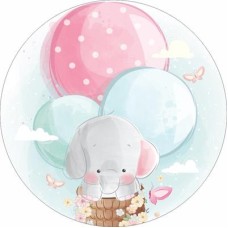 Little Elephant w/ balloons" round fabric backdrop (1.5m diameter)