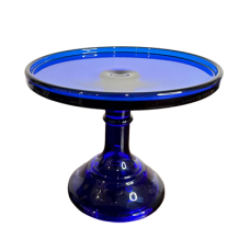 Small Glass Cake Stand Royal Clear Blue