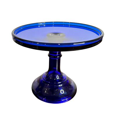 Small Glass Cake Stand Royal Clear Blue