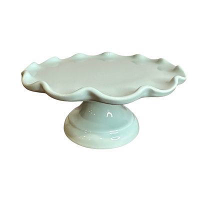 Glass Cake Stand (waves) S Mint Green