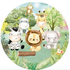 Safari baby round fabric backdrop (1.5m diameter)