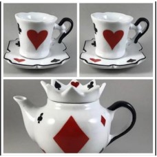 Ceramic Teacup and cups set (Alice in Wonderland pieces)