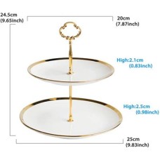 Ceramic White e Gold Two Tier Suport