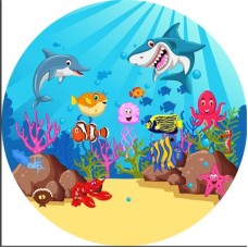 Under the Sea" cartoon round fabric backdrop (1.5m diameter)