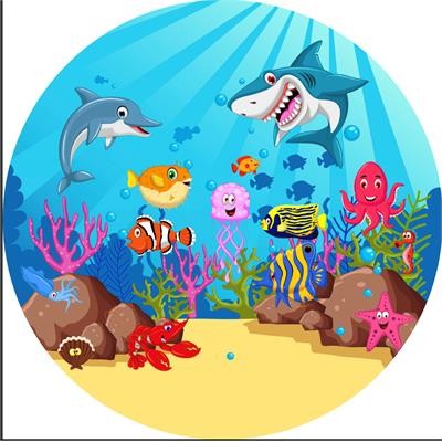 Under the Sea" cartoon round fabric backdrop (1.5m diameter)