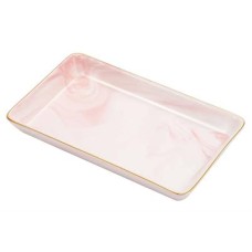 Glass Rectangular Marble Tray Light Pink/White