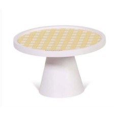 Metal wood yellow cake stand 