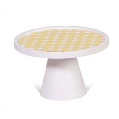 Metal wood yellow cake stand 