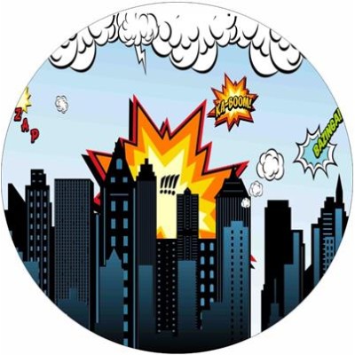 City - Super Heroes" round fabric backdrop (1.5m diameter)