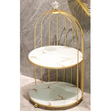 Two tiers gold and glass stand 