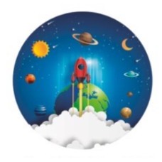 Rocket - Space round fabric backdrop (1.5m diameter)