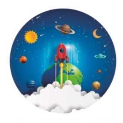 Rocket - Space round fabric backdrop (1.5m diameter)