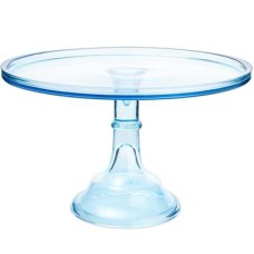 Glass Cake Stand L Clear Blue