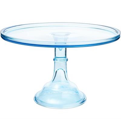 Glass Cake Stand L Clear Blue