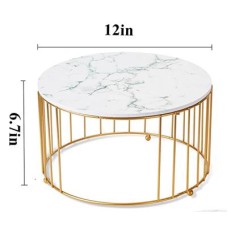 Metal and mdf Cake Stand L Gold/Marble