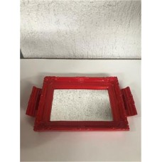 Small Resine Mirrored Tray Red