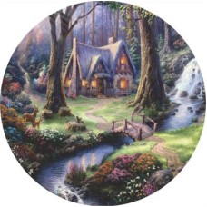 Cabin in the forest" round fabric backdrop (1.5m diameter)